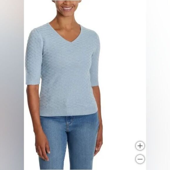 Ella Moss Sky Blue V-Neck Sweater - Picture 1 of 4